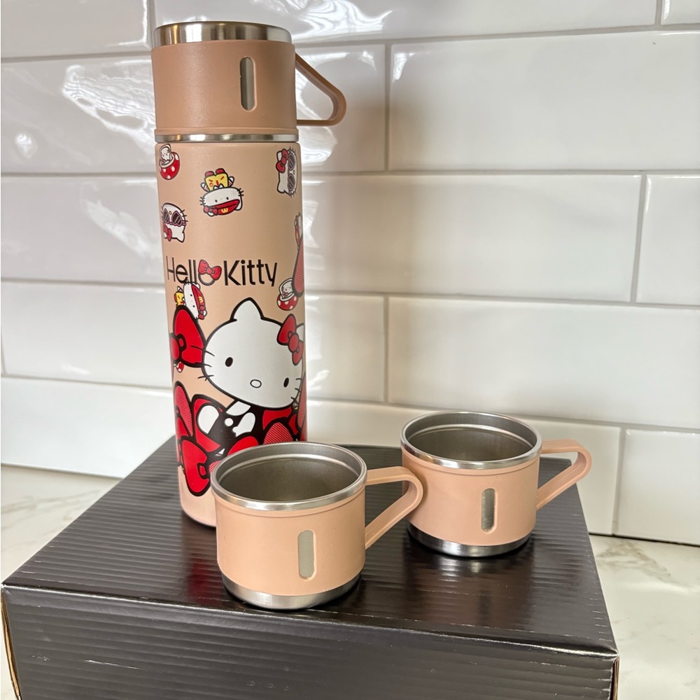 Hello Kitty Thermos with Cups - Pink